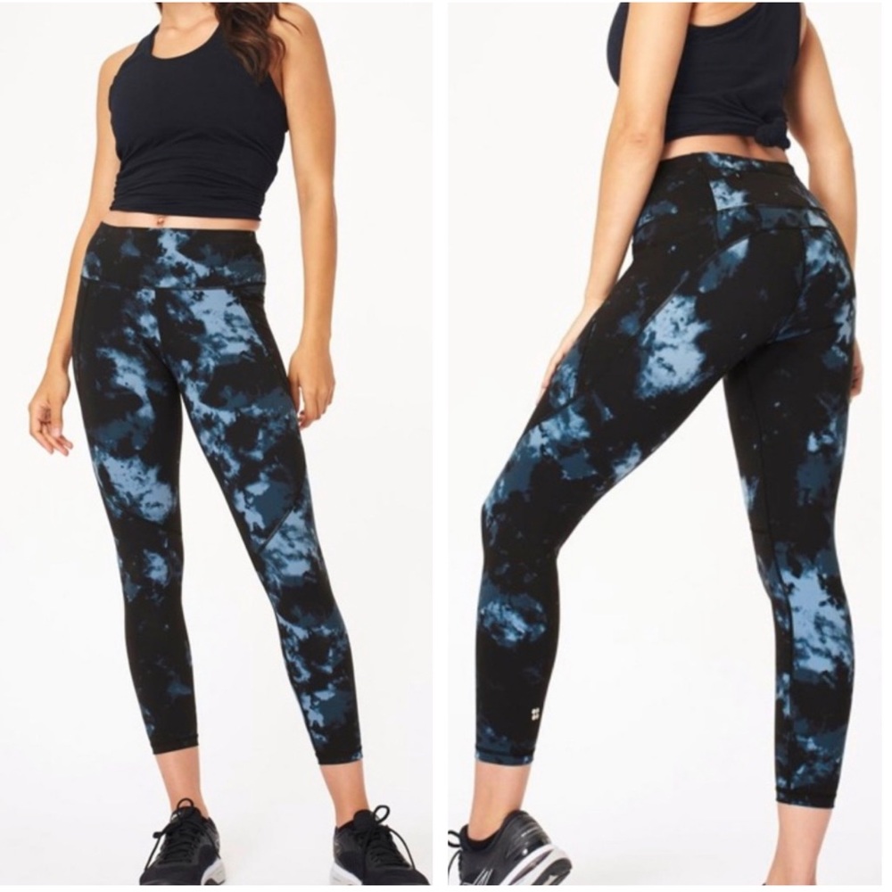 Sweaty Betty The Power Blue Tie Dye‎ 7/8 Legging Small